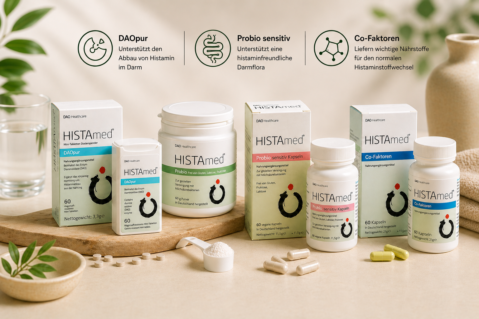 HISTAmed Produktübersicht für Histaminintoleranz und Darmgesundheit